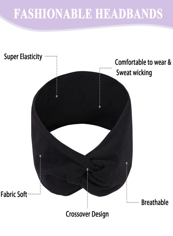 XTREND 4 Packs Black Headbands for Women ，Stretchy Anti-Slip Design Sweat Head Bands for Women’s Hair, One Set Multi Styles Fashion Headscarf For Women Yoga Workout Sports Every Day Basic Accessories - Image 3